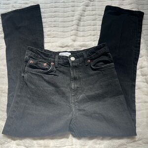 ZARA Black Denim High Waist Straight Leg Jeans